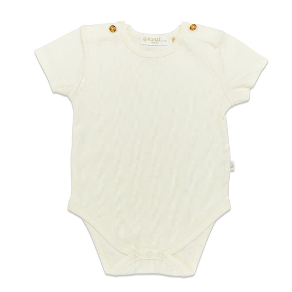 Bunnies By The Bay  Organic Short Sleeve Bunsuit - Sugar Cookie