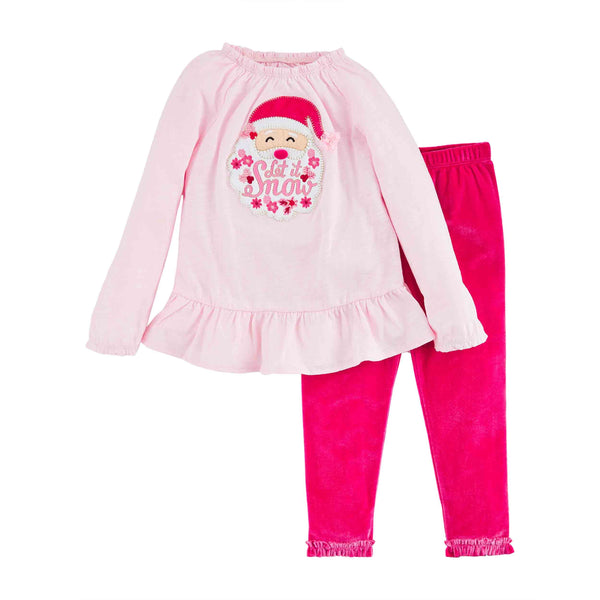 Mud Pie Pink Santa Tunic & Legging Set