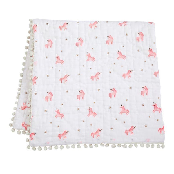 Mud Pie Kids Baby Girls Unicorn Quilt