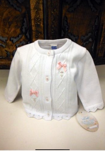 Willbeth White with Pink Bows Sweater