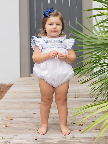 The Oak Apparel Company Gabby White with Blue Floral Bubble