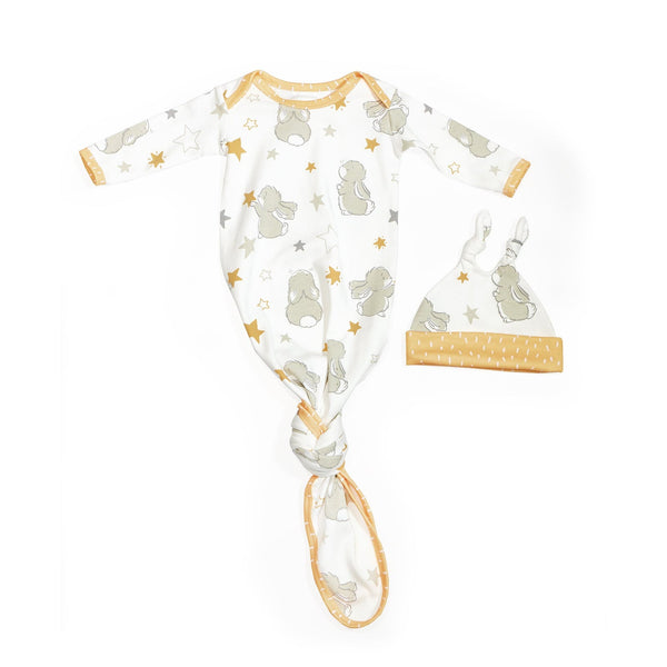Bunnies By The Bay  Newborn Little Star Knotty Gown and Hat Set