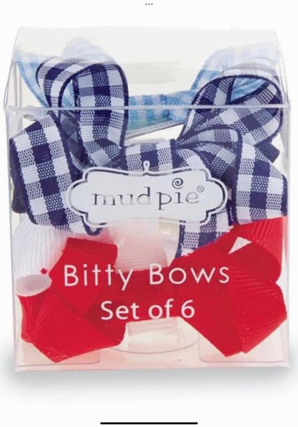 Mud Pie Red & Blue Bitty Bow Set