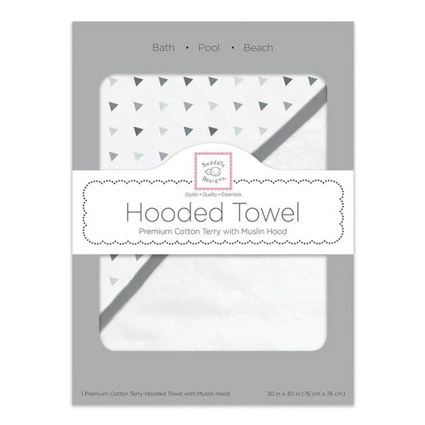 Muslin + Terry Hooded Towel - Tiny Triangle Shimmer, Sterling