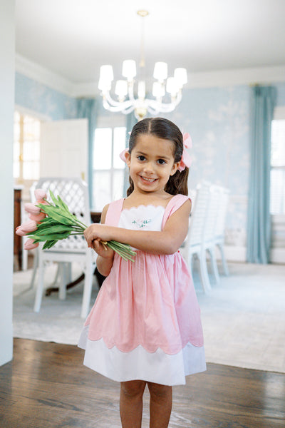 The Proper Peony Paulette Pink Bow Pinafore Dress