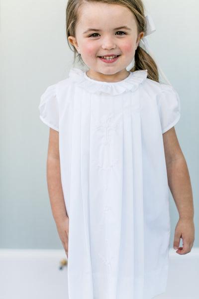 The Proper Peony White Cross Embroidery Dress