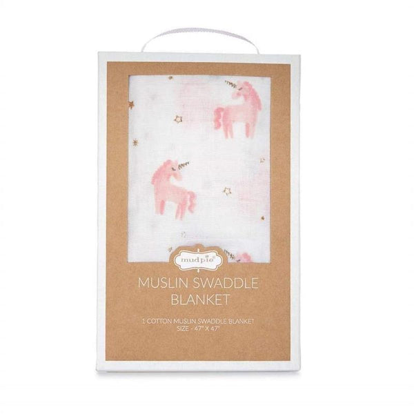 Mudpie Muslin unicorn Swaddle Blanket