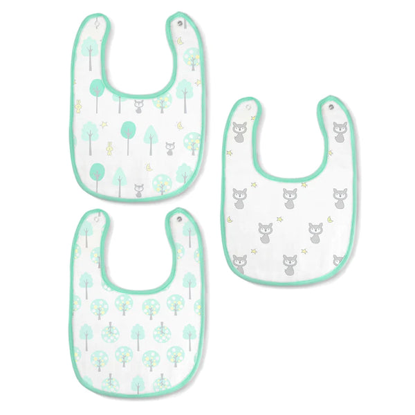 Muslin Baby Bibs - Green Woodland (Set of 3)