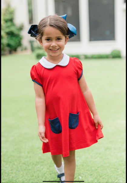 The Proper Peony Parkside Pima Richmond Aline Dress - Red & Navy