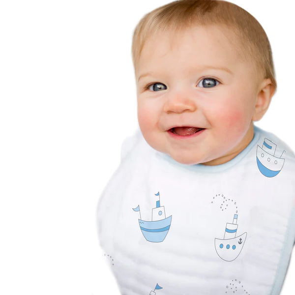 Muslin Baby Bibs - Classic Collection (Set of 3), Pastel Blue