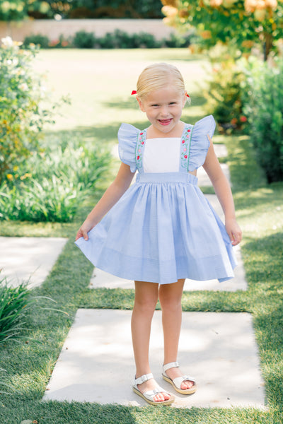 The Proper Peony Bryar Bee Pinafore Dress (Blue)