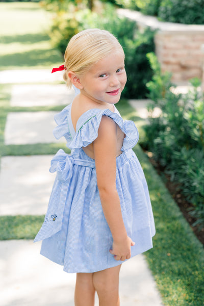 The Proper Peony Bryar Bee Pinafore Dress (Blue)