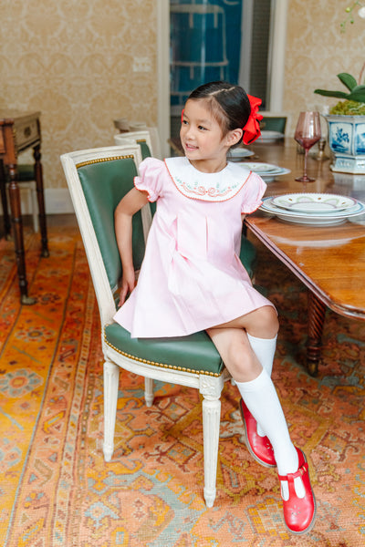 The Proper Peony Paulina Pink and Red Bow Dress