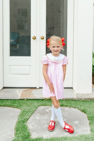 The Proper Peony Paulina Pink and Red Bow Dress