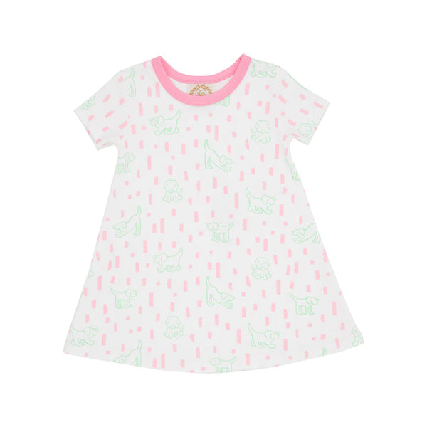 The Beaufort Bonnet Company SS Polly Play Dress Puppy Paw-Ty With Hamptons Hot Pink