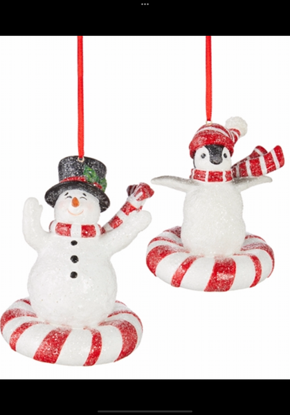Raz Snowman And Pequin Resin Ornament