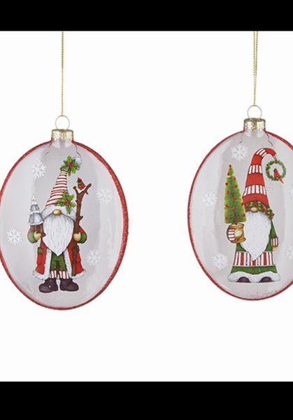Raz Imports Oval Disc Gnomes Glass