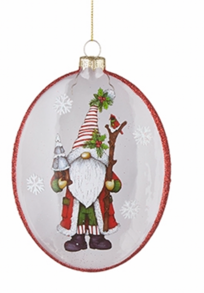 Raz Imports Oval Disc Gnomes Glass