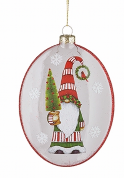 Raz Imports Oval Disc Gnomes Glass