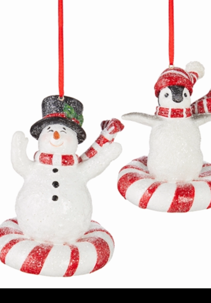 Raz Snowman And Pequin Resin Ornament