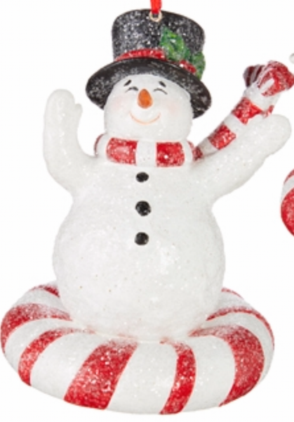 Raz Snowman And Pequin Resin Ornament
