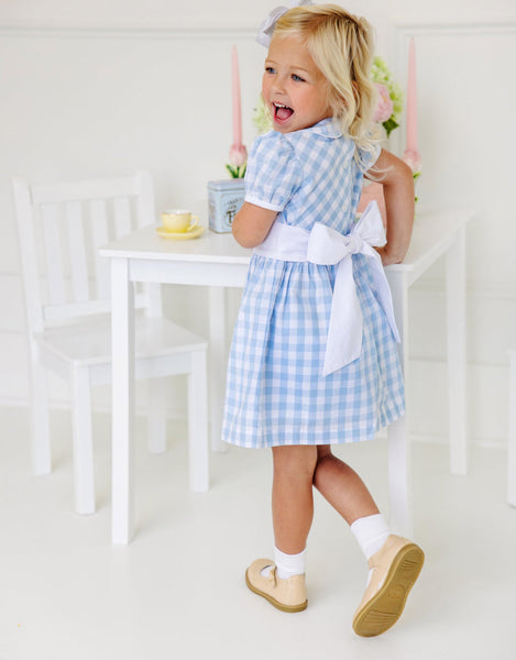 The Beaufort Bonnet Company Cindy Lou Sash Dress Beale Street Blue Check