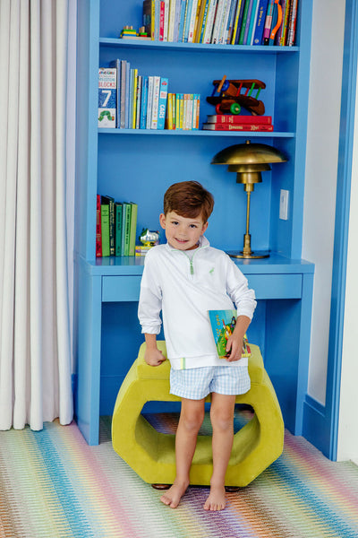 The Beaufort Bonnet Company Prepletic™ Hayword Half-Zip (Unisex) White with Grace Bay Green