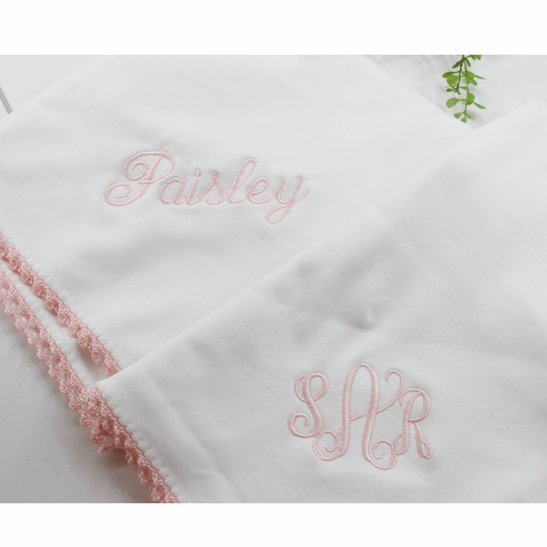 Pixie Lily Jersey Receiving Blanket Pink Trim