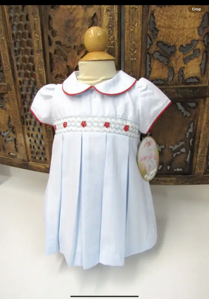 Willbeth Blue Red Smocked Dress