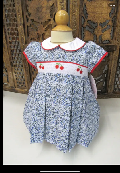 Willbeth Blue Smocked Cherry