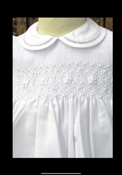 Willbeth White Smocked dress with Bonnet
