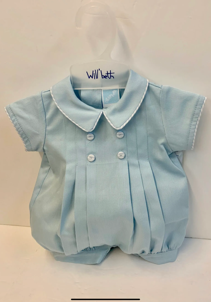 Willbeth Boy Bubble - Blue Pleated