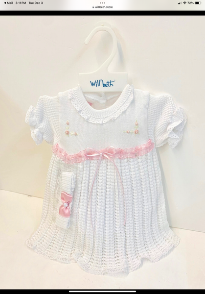 Willbeth Knit Dress White with Pink
