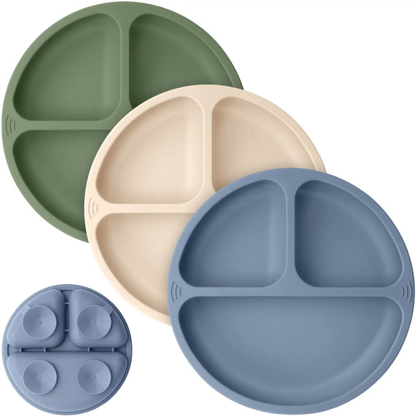 KeaBabies 3-Pack Prep Silicone Plate - Slate
