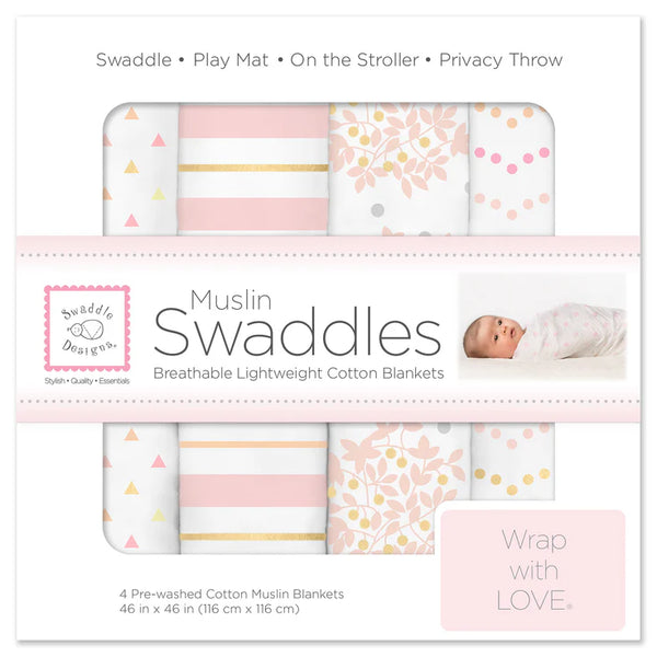 Swaddle Designs 4pc Muslin Swaddle Blankets Heavenly Floral