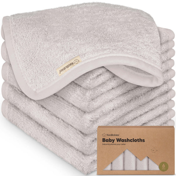 Keababies 6-Pack Baby Wash Cloths - Gray