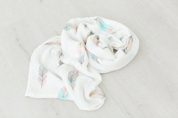 Stroller Society - Swaddle Blanket Bamboo & Organic Cotton Muslin Feather