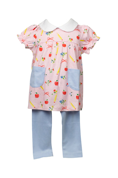 The Proper Peony Parkside Pima School Days Tunic & Leggings Set