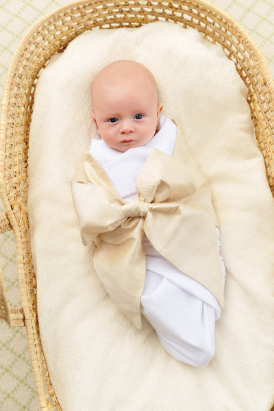 The Beaufort Bonnet Company- Bow Swaddle Gold Satin