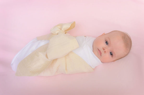 The Beaufort Bonnet Company- Bow Swaddle Gold Satin
