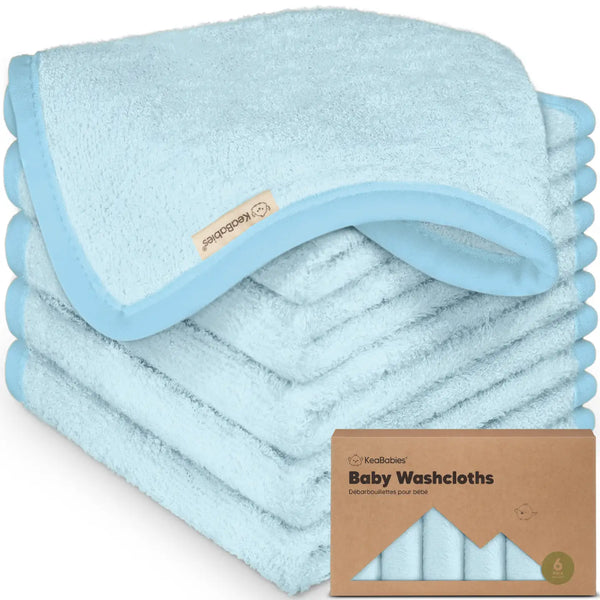 Keababies 6-Pack Baby Wash Cloths -Bravo Blue