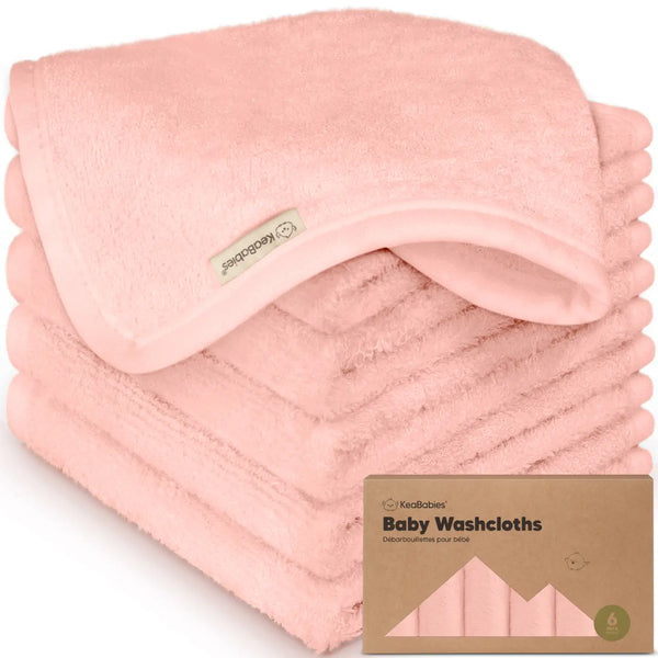 Keababies 6-Pack Baby Wash Cloths - Blush Pink