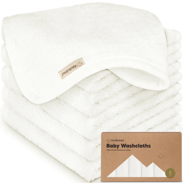 Keababies 6-Pack Baby Wash Cloths - White