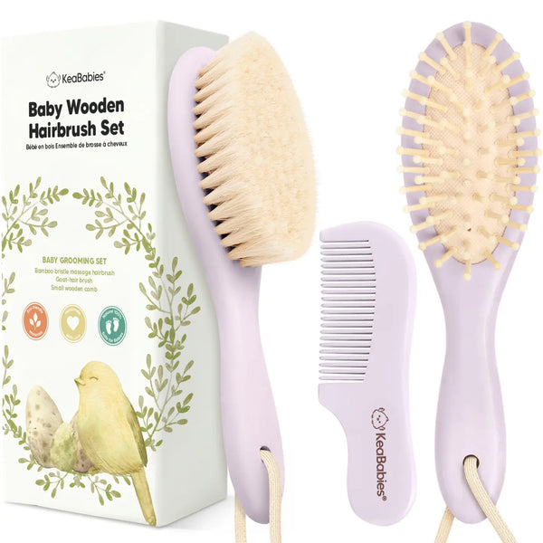 KeaBabies Baby Hair Brush and Comb Set - Thistle