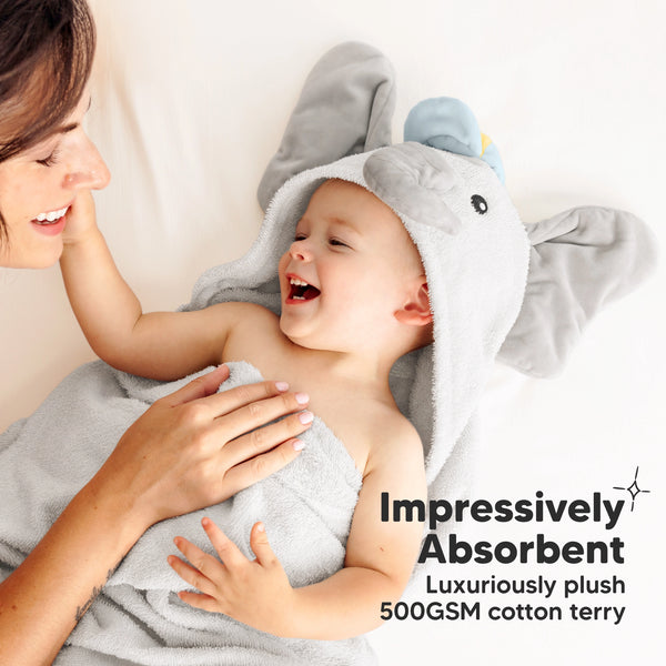 KeaBabies Cuddle Baby Hooded Towel-Ethan the Elephant