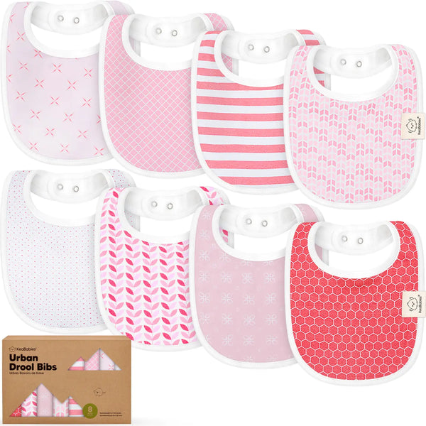 KeaBabies 8-Pack Baby Bibs For Drooling - Blush