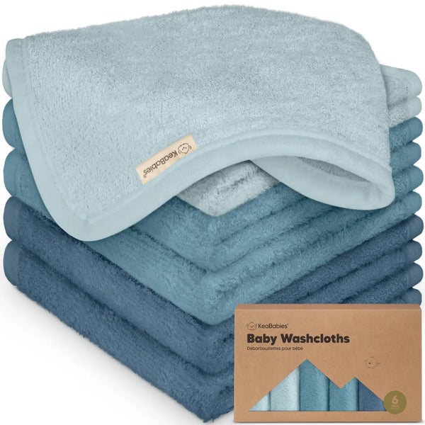 Keababies 6-Pack Baby Wash Cloths - Depths Blue