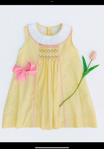The Proper Peony Nora Yellow Microcheck Dress