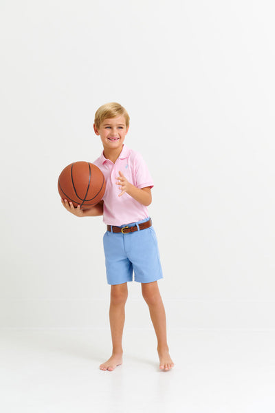 The Beaufort Bonnet Company Prim & Proper Polo in Palm Beach Pink / Buckhead Blue Stork