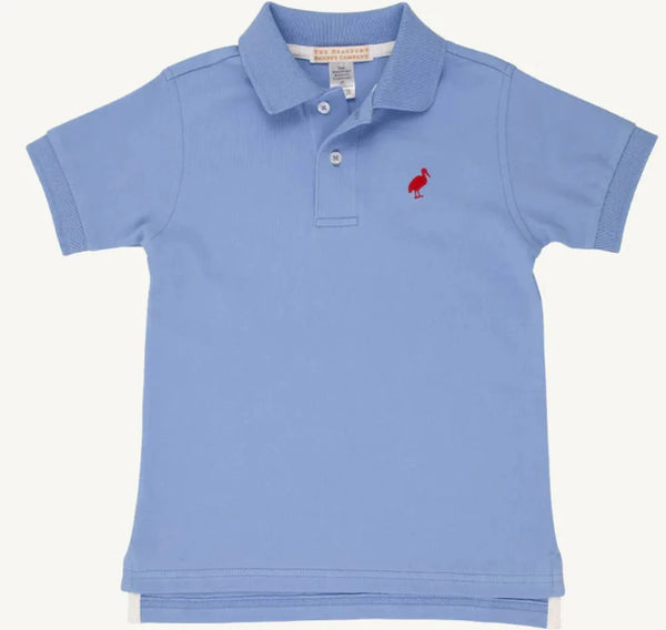 The Beaufort Bonnet Company Prim & Proper Polo Barbados Blue Red Stork